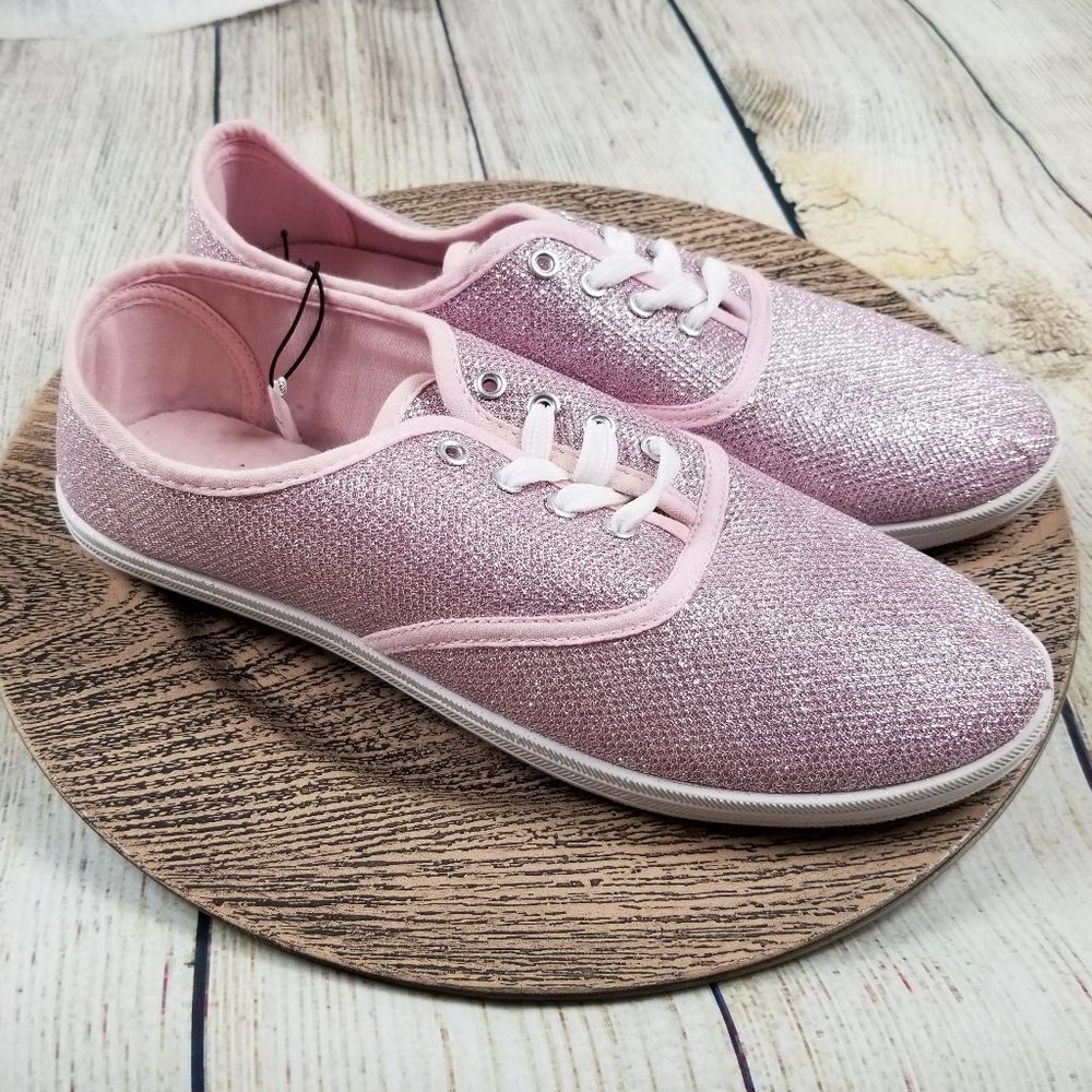 Pink Canvas GLITTER Sneakers Size 10M